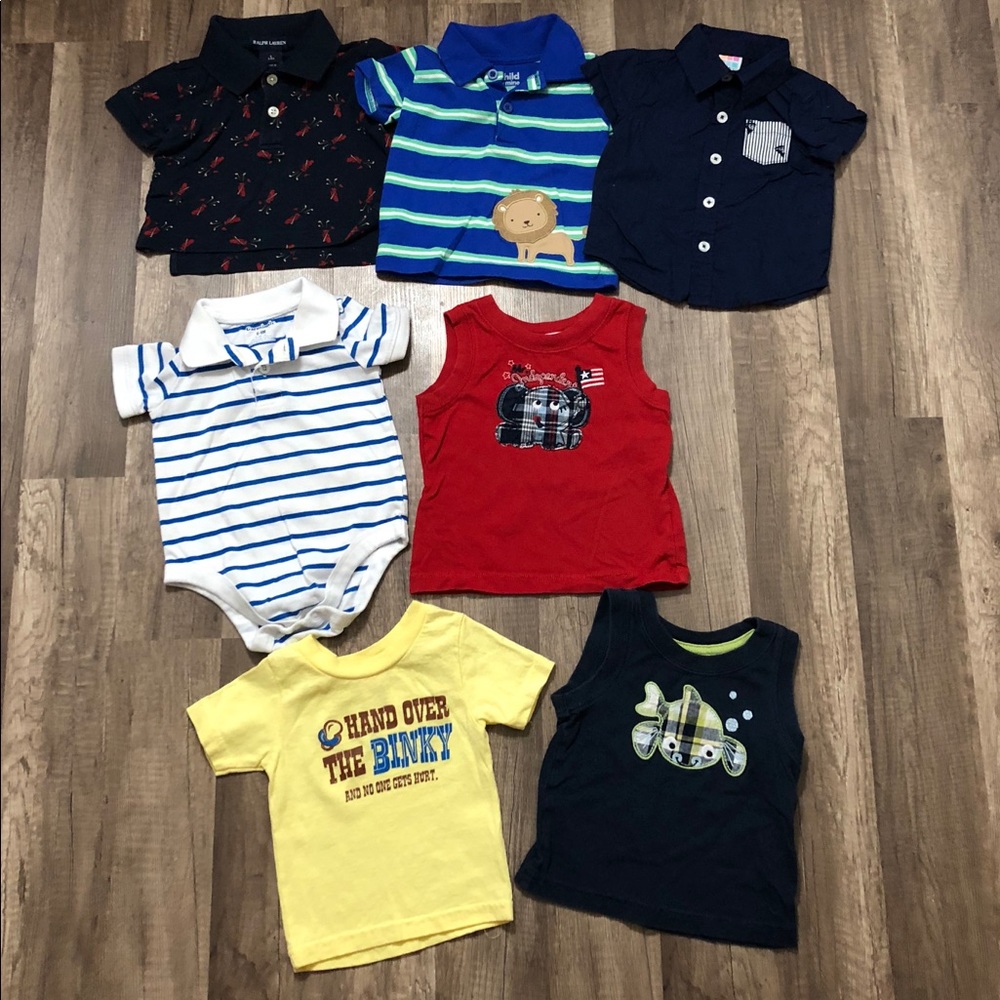 7 baby shirts and polos